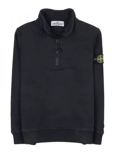 Kids Waffen Patch Half Zip Up Sweatshirt Black - STONE ISLAND - BALAAN 2