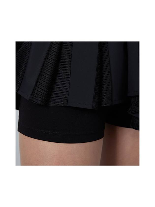 Golf Wear Mesh Color Match Tennis Skirt Mesh Point Tennis Skirt Black - J JANE - BALAAN 6