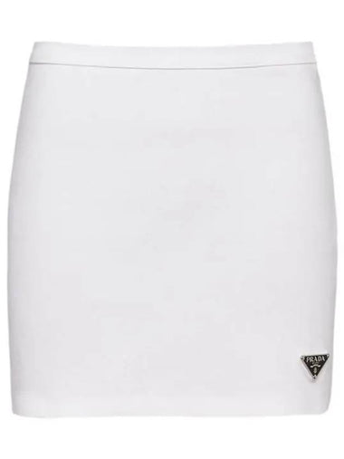 Jersey Mini A-Line Skirt White - PRADA - BALAAN 1