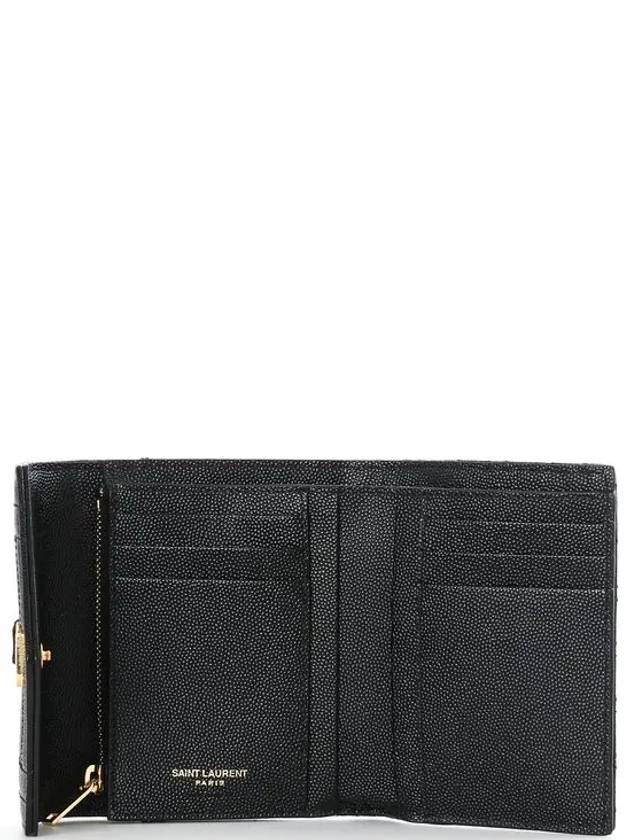 Monogram Envelope Compact Tri-Fold Matelasse Halfwallet Black - SAINT LAURENT - BALAAN 5