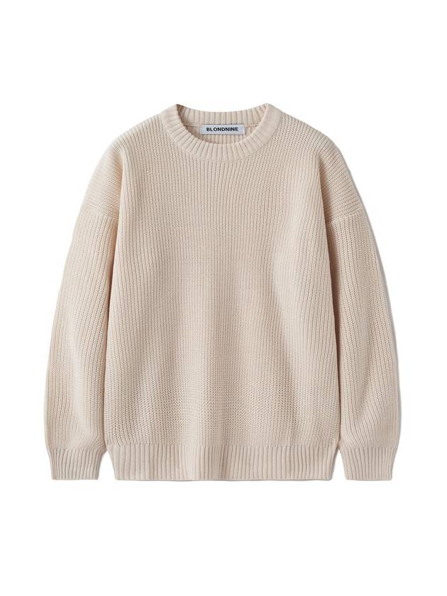 Crew neck rib knit sweaterivory - BLONDNINE - BALAAN 1