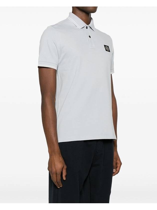 Organic Cotton Elastane Polo Shirt Sky Blue - STONE ISLAND - BALAAN 6