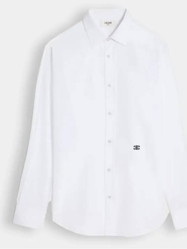 Triomphe Loose Long Sleeve Shirt White - CELINE - BALAAN 2