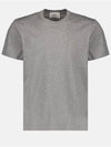 Embroidered Logo Cotton Short Sleeve T-Shirt Grey - AMI - BALAAN 3