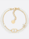 Petit CD Bracelet Gold Finish Metal White Resin Pearl - DIOR - BALAAN 1