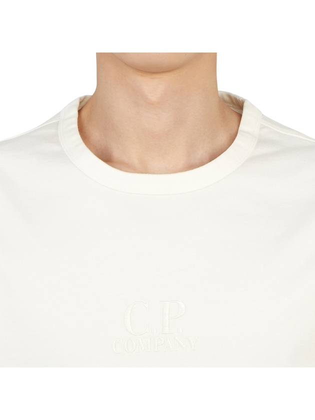 Embroidered Logo Cotton Short Sleeve T-Shirt White - CP COMPANY - BALAAN 7