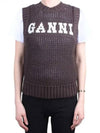 Logo Crochet Vest Knit Top Brown - GANNI - BALAAN 2