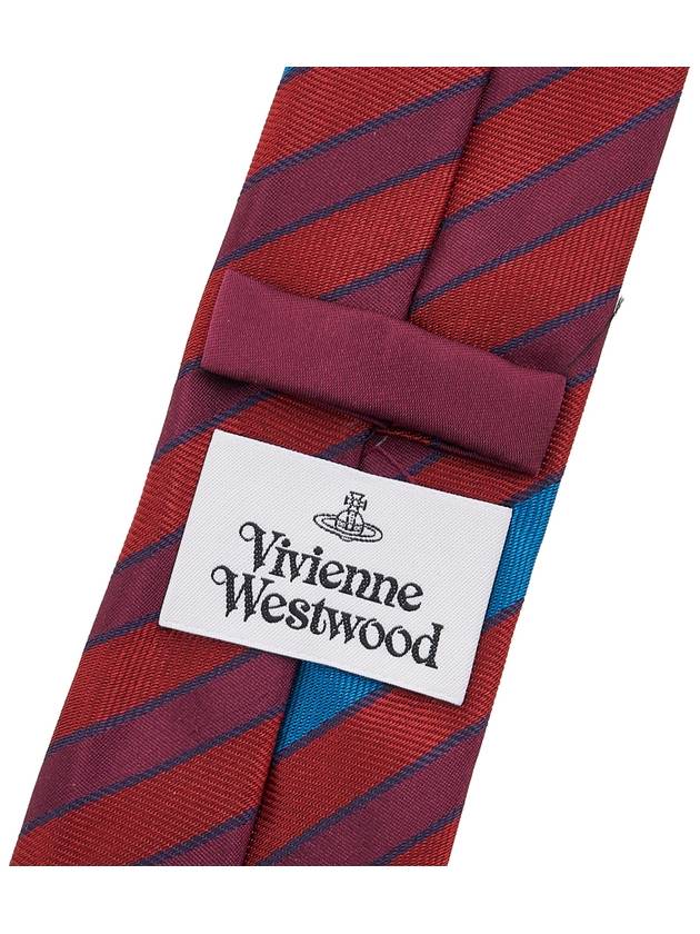 Embroidered Logo Silk Tie Red - VIVIENNE WESTWOOD - BALAAN 9