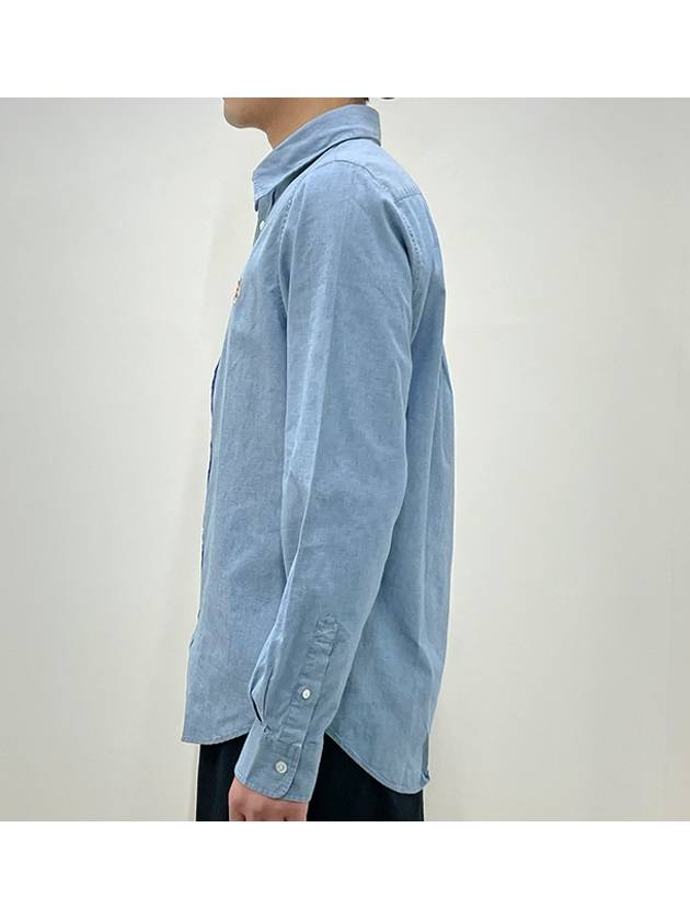 Fox Head Classic Cotton Long Sleeve Shirt Blue - MAISON KITSUNE - BALAAN 5