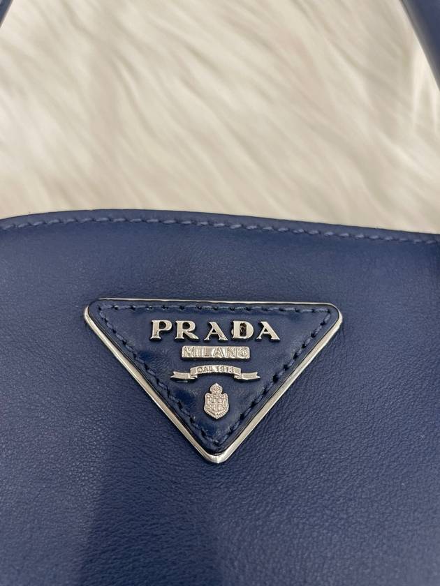 Women s Leather Top Handle Tote Bag Deep Blue Condition B - PRADA - BALAAN 7