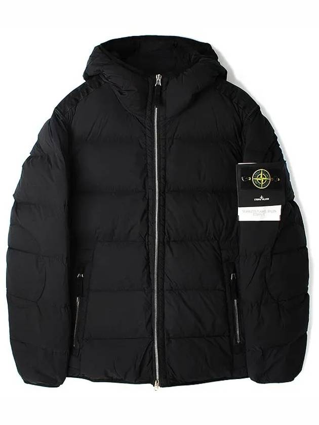 Seamless Logo Nylon Hooded Padded Jacket Black - STONE ISLAND - BALAAN 2