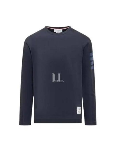 4 Bar Crewneck Cotton Long Sleeve T-Shirt Navy - THOM BROWNE - BALAAN 2