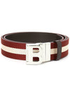 Men's B Buckle Reversible Belt Red White - BALLY - BALAAN 2