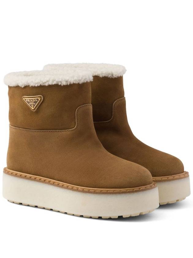 Enamel Triangle Logo Winter Boots Brown - PRADA - BALAAN 3