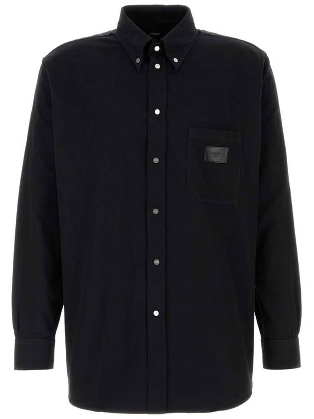 Men's Denim Long Sleeve Shirt Black - FENDI - BALAAN 1