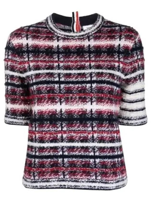 4 Bar Crew Neck Merino Mohair Knit Top Red - THOM BROWNE - BALAAN 2