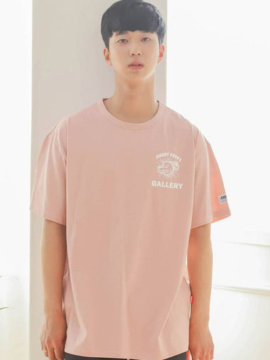 Angry Puppy 2 Printing Overfit Short Sleeve T-Shirt Pink - CODE I'M - BALAAN 1