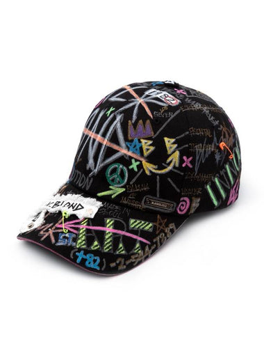 Plate Logo Graffiti Ball Cap Black - BLACKBLOND - BALAAN 1