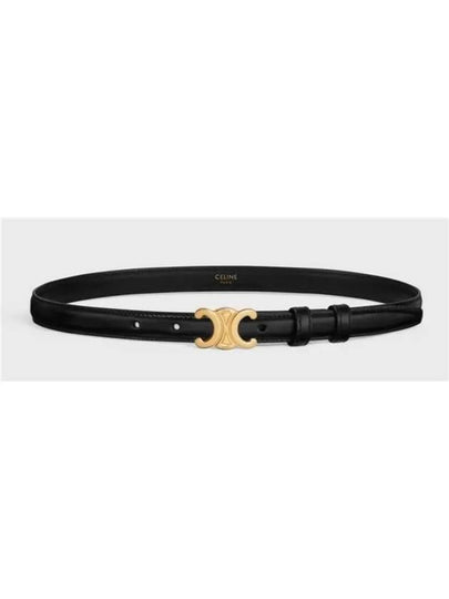 Triomphe Small Taurillon Leather Belt Black - CELINE - BALAAN 2