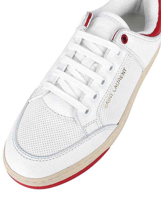 Crack Lace Up Calf Leather Low Top Sneakers White Red - SAINT LAURENT - BALAAN 8