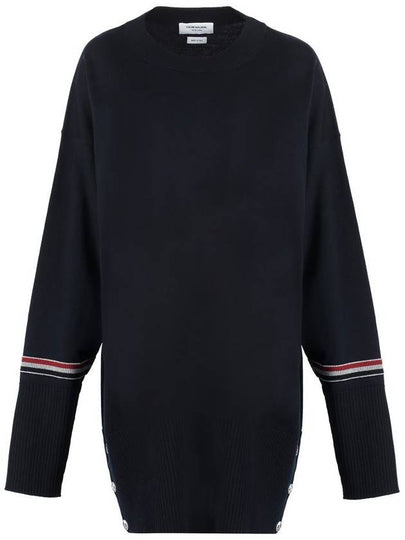 Stripe Crew Neck Jacquard Knit Top Navy - THOM BROWNE - BALAAN 2