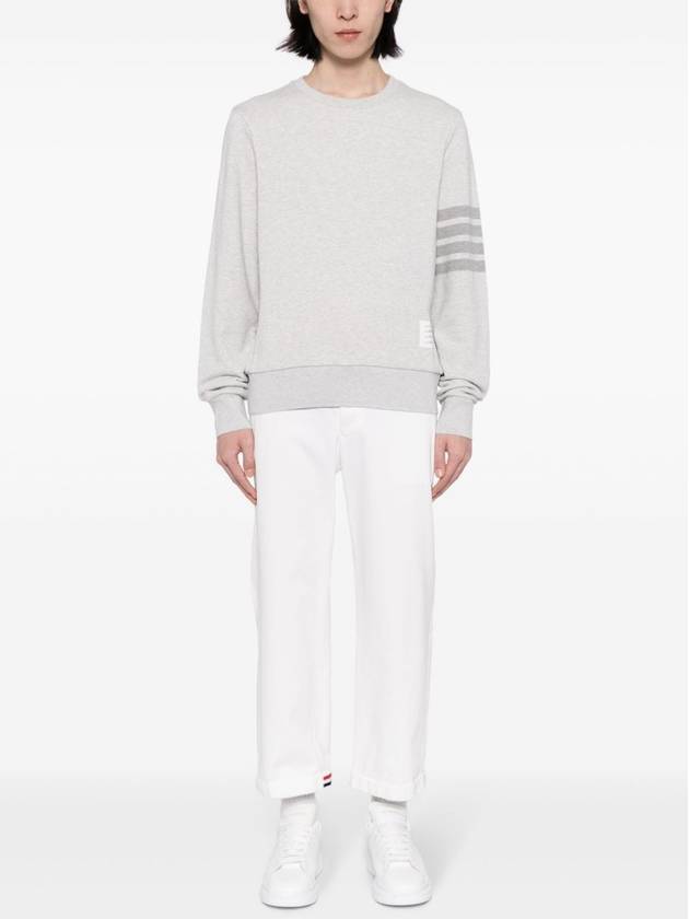 Classic Loopback Terry Tonal 4-Bar Relaxed Fit Crewneck Sweatshirt Pale Grey - THOM BROWNE - BALAAN 4