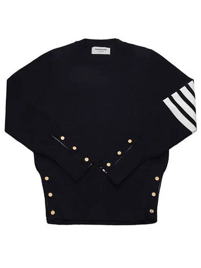 4-Bar Milano Stitch Crew Neck Knit Top Navy - THOM BROWNE - BALAAN 2