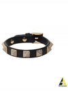 Rockstud Calf Leather Bracelet Black - VALENTINO - BALAAN 2