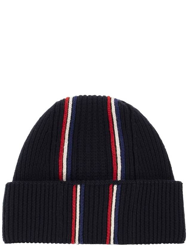 Logo Patch Knit Beanie Navy - MONCLER - BALAAN 3