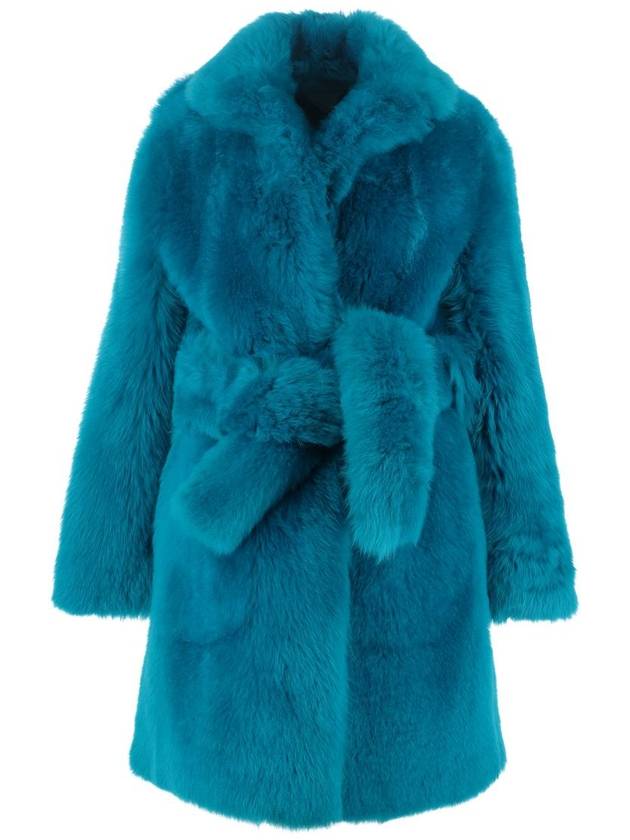 Lambskin Fur Coat Blue - BOTTEGA VENETA - BALAAN 2