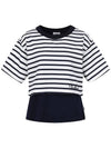 Striped Crop Layered T-Shirt MW4ME432 - P_LABEL - BALAAN 1