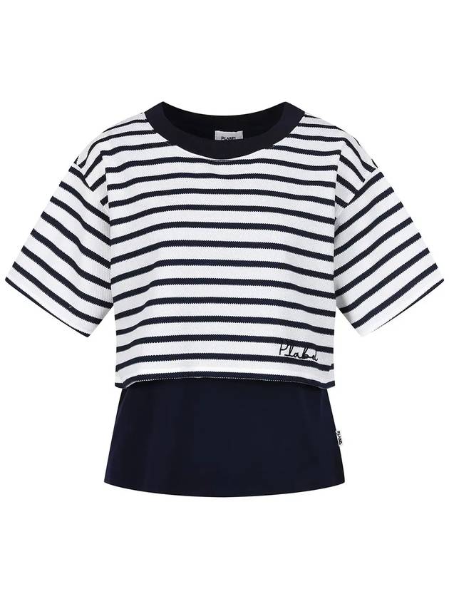 Striped Crop Layered T-Shirt MW4ME432 - P_LABEL - BALAAN 9