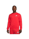 Men's Club French Terry Crew Long Sleeve T-Shirt Red - NIKE - BALAAN 2