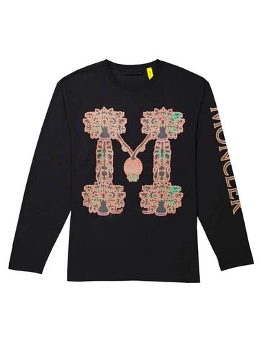 Typography Motif Logo Cotton Long Sleeve T-Shirt Black - MONCLER - BALAAN 1