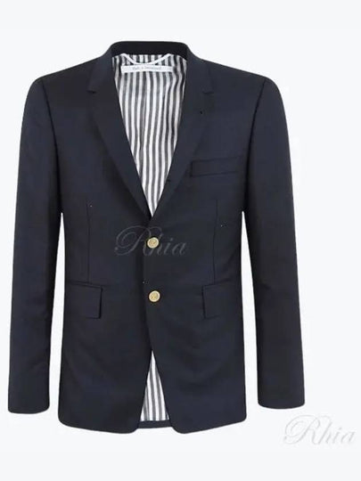 Super 120S Wool Twill Single Breasted Classic Jacket Navy - THOM BROWNE - BALAAN 2