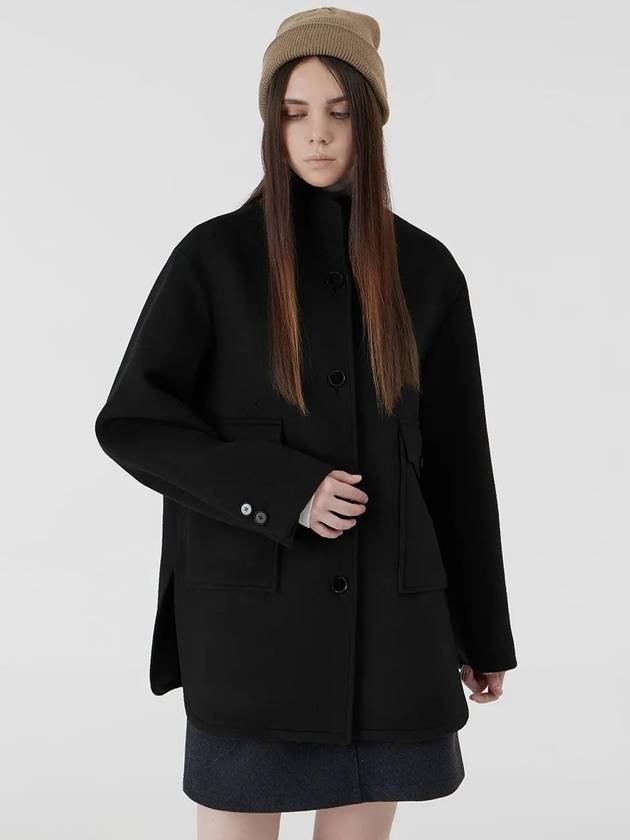 Women's China Collar Half Coat Black - VOYONN - BALAAN 7