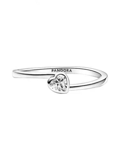 Clear Tilted Heart Solitaire Ring Silver - PANDORA - BALAAN 2