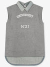 Number 21 Women's Logo Denim Collar Gray Tank Top E091 4171 8939 - Nº 21 - BALAAN 2