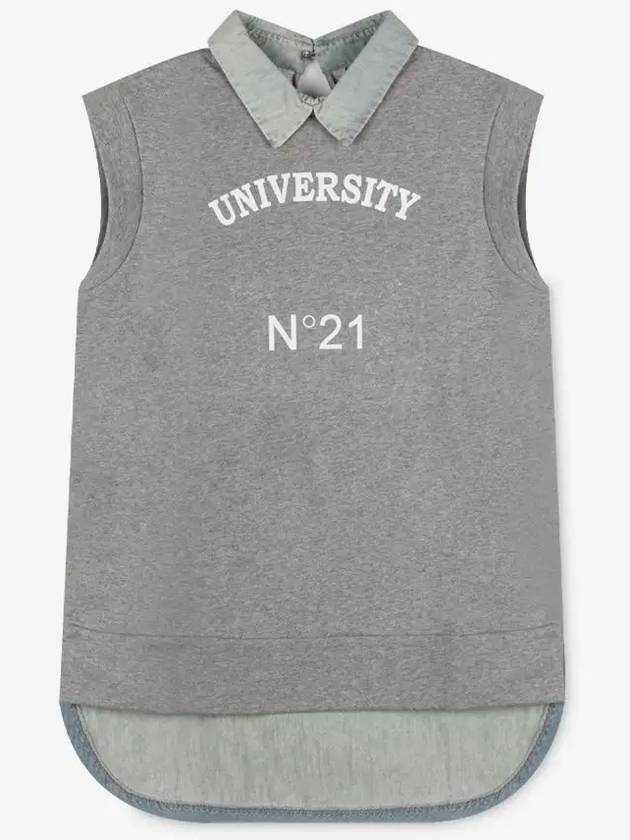 Number 21 Women's Logo Denim Collar Gray Tank Top E091 4171 8939 - Nº 21 - BALAAN 2