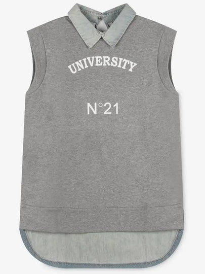 Number 21 Women's Logo Denim Collar Gray Tank Top E091 4171 8939 - Nº 21 - BALAAN 2