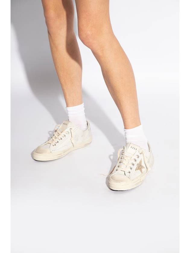 V-Star Gold Metallic Leather Star Low-Top Sneakers White - GOLDEN GOOSE - BALAAN 3