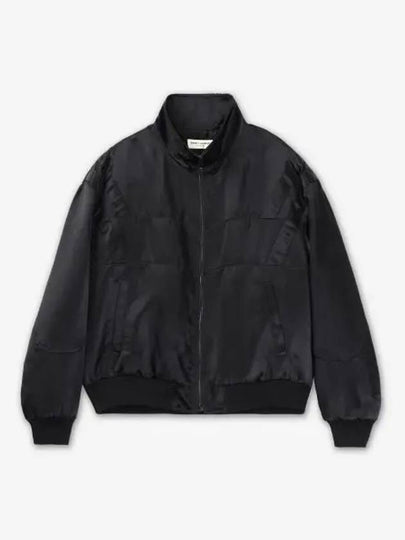 Satin Teddy Zip-Up Jacket Black - SAINT LAURENT - BALAAN 2