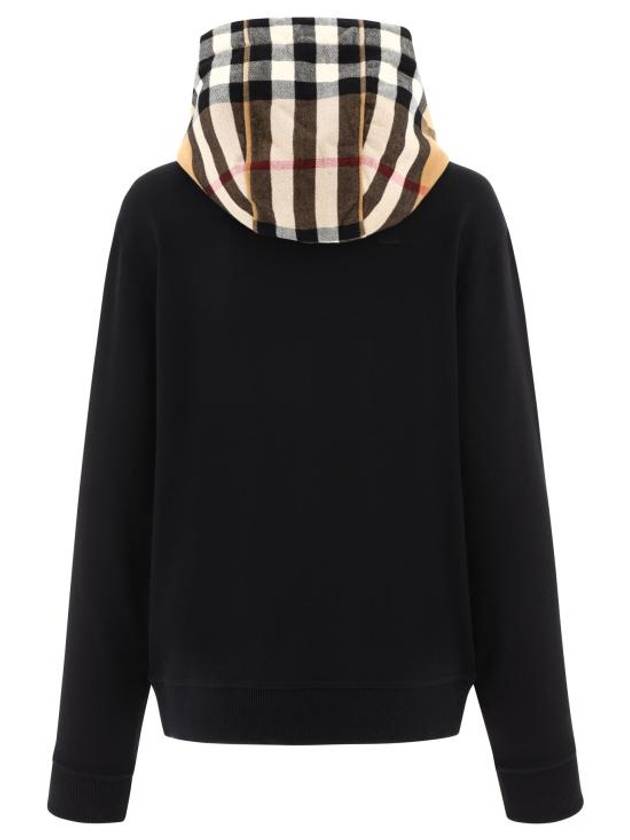 Check Hood Cotton Zip Up Hoodie Black - BURBERRY - BALAAN 3