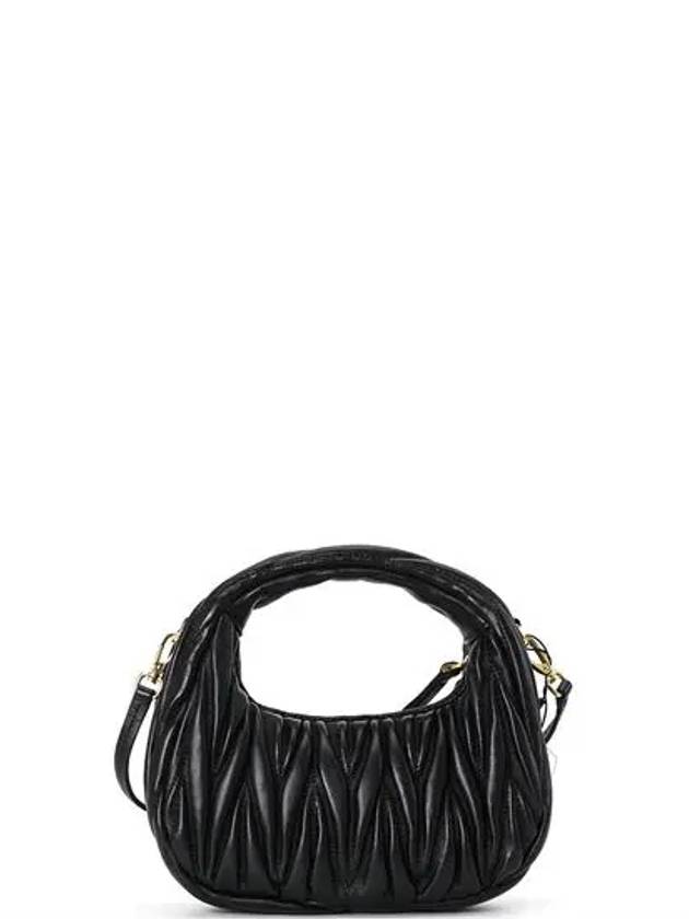 Wander Matelasse Nappa Leather Hobo Mini Bag Black - MIU MIU - BALAAN 4