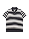 Men's Polo Open Collar Striped Short Sleeve Knit White - SOLEW - BALAAN 2