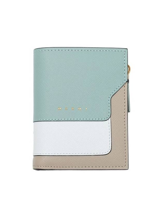 Color Block Leather Half Wallet Green - MARNI - BALAAN 2