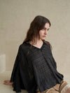 Beaded Vneck loose fit cape sleeve blouse - CAHIERS - BALAAN 2