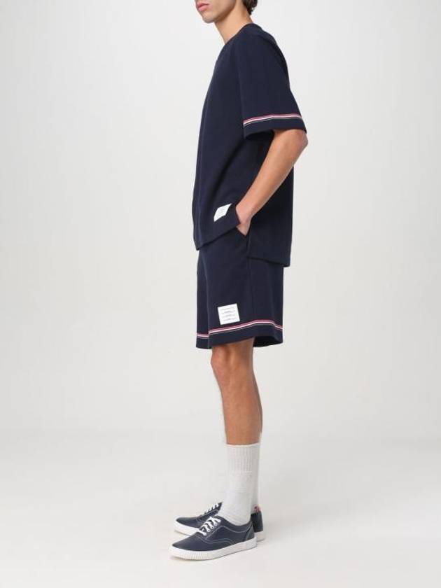 Cotton Rugby Short Sleeve T-Shirt Navy - THOM BROWNE - BALAAN 3