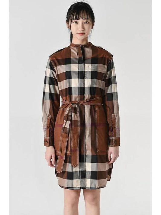 Check Tie Waist Shirt One Piece - BURBERRY - BALAAN 2