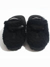 Women's Triangle Logo Shearling Lining Slippers Black - PRADA - BALAAN 6